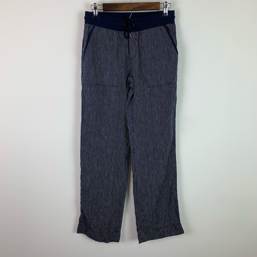 Athleta linen pinstripe crop Capri pants size 6